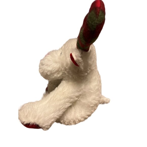 American Greetings Christmas Reindeer Plush 15 in White Plaid Antler Bow 2018 - Picture 3 of 9